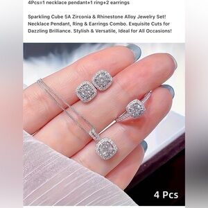 Silver Rhinestone Jewelry Set